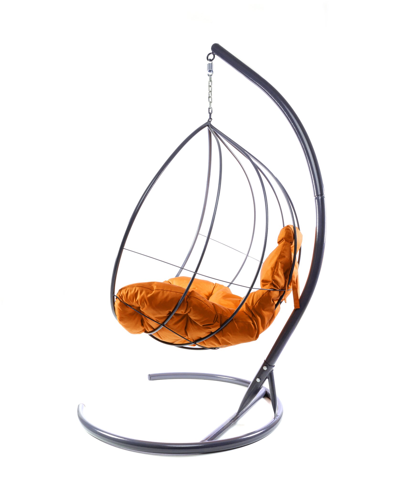 Подвесное кресло капля люкс с ротангом серое, оранжевая подушка - фотография № 7
