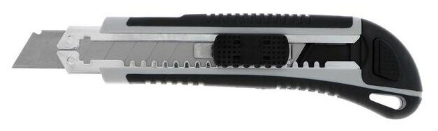 Нож универсальный тундра, металлическая направляющая, 2 запасных лезвия, 2К корпус, 18 мм - фотография № 4