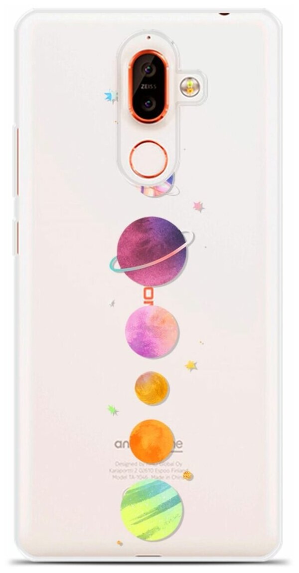 Силиконовый чехол на Nokia 7 Plus Планеты в ряду / для Нокиа 7 Плюс