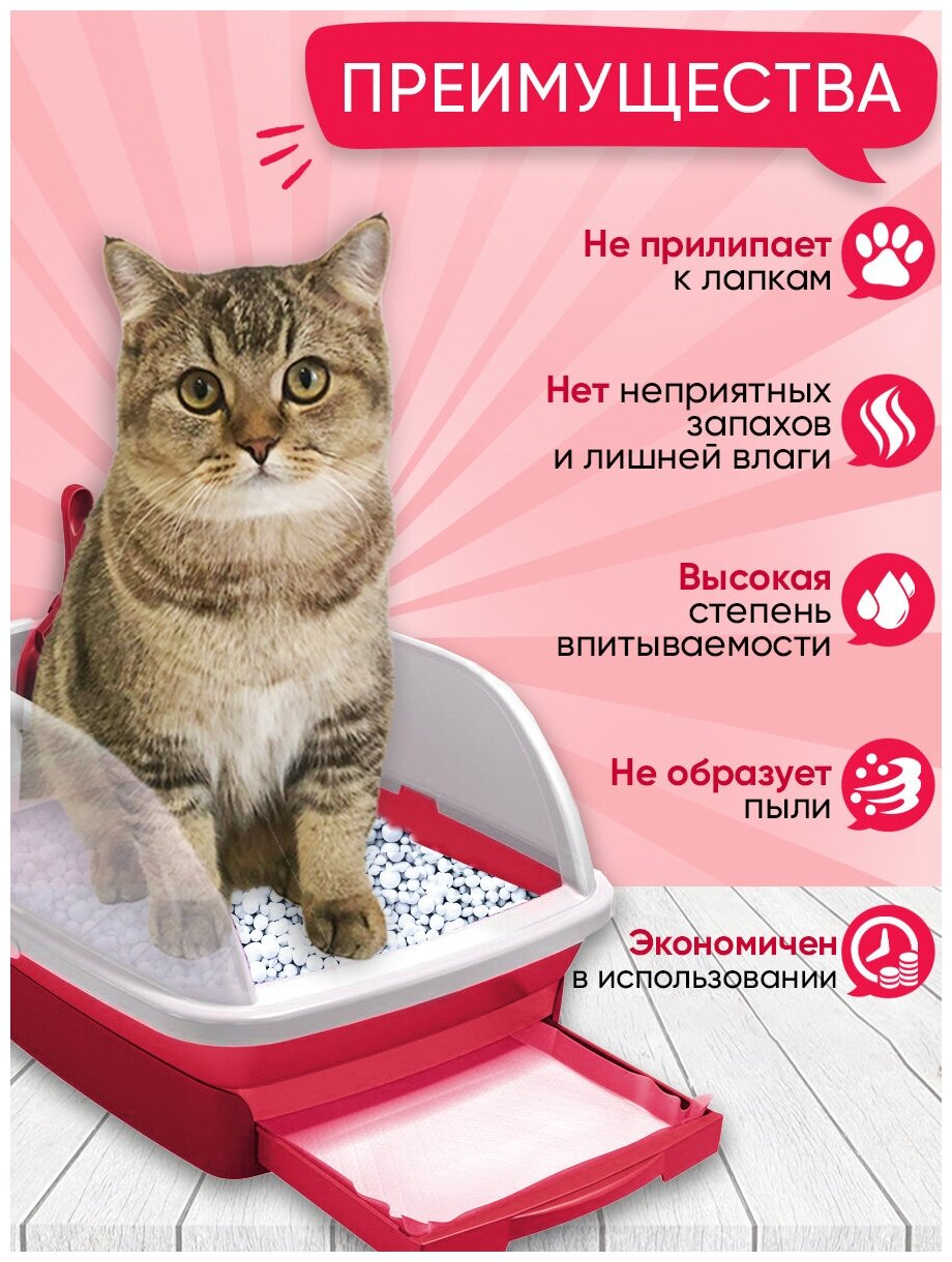 Наполнитель для кошачьего туалета впитывающий силикагелевый белый 3 л на базар - фотография № 2