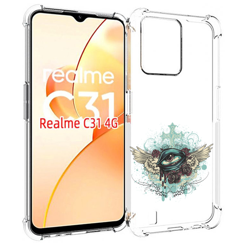 Чехол MyPads плачущий глаз с крыльями для OPPO Realme C31 задняя-панель-накладка-бампер