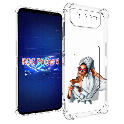 Чехол MyPads Девушка в белом халате женский для Asus ROG Phone 6 задняя-панель-накладка-бампер