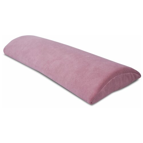 Полувалик под поясницу, подушка-валик под спину, велюровый, розовая пудра