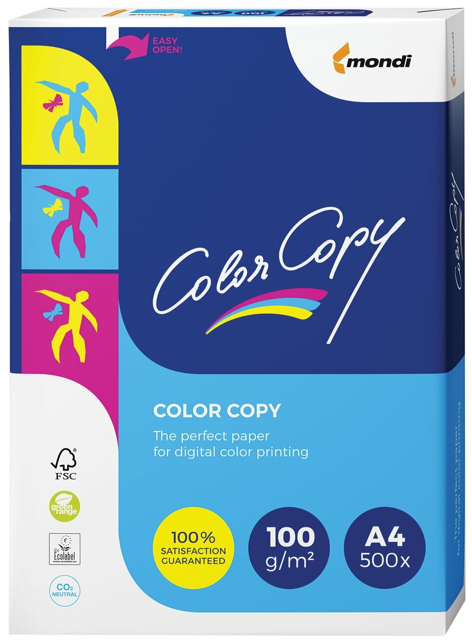 Бумага Color Copy, А4, 100 г/м2, 500 л, для полноцветной лазерной печати, А++, 161% (CIE)