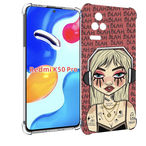 Чехол MyPads дерзкая-девушка-в-наушниках женский для Xiaomi Redmi K50 / K50 Pro задняя-панель-накладка-бампер