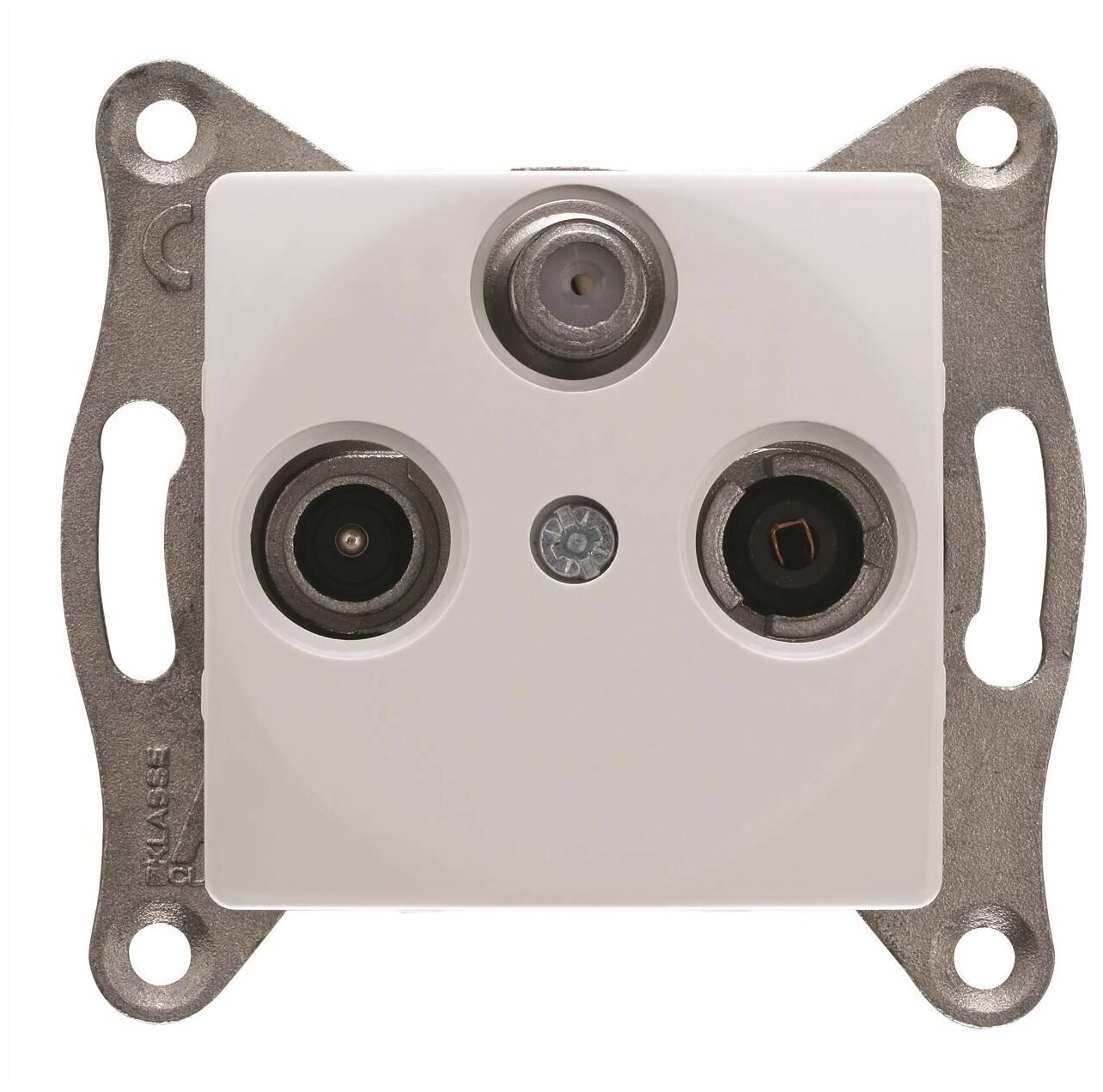 фото Розетка телевизионная спутниковая R/TV/SAT Lillium Kare белый с рамкой арт. 31002701 непроходная встроенный (Makel), 30001066