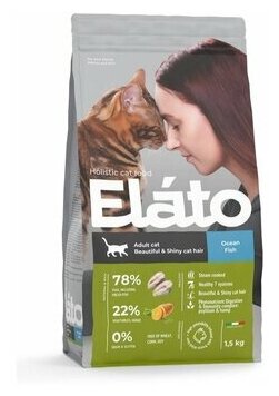 Корм для кошек Elato с рыбой для красивой шерсти 1,5 кг - фотография № 6