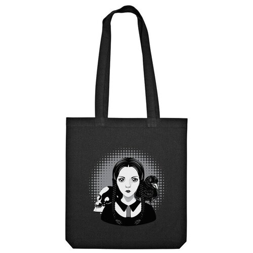 Сумка шоппер Us Basic, черный сумка готическая девушка с черепом и вороном фиолетовый