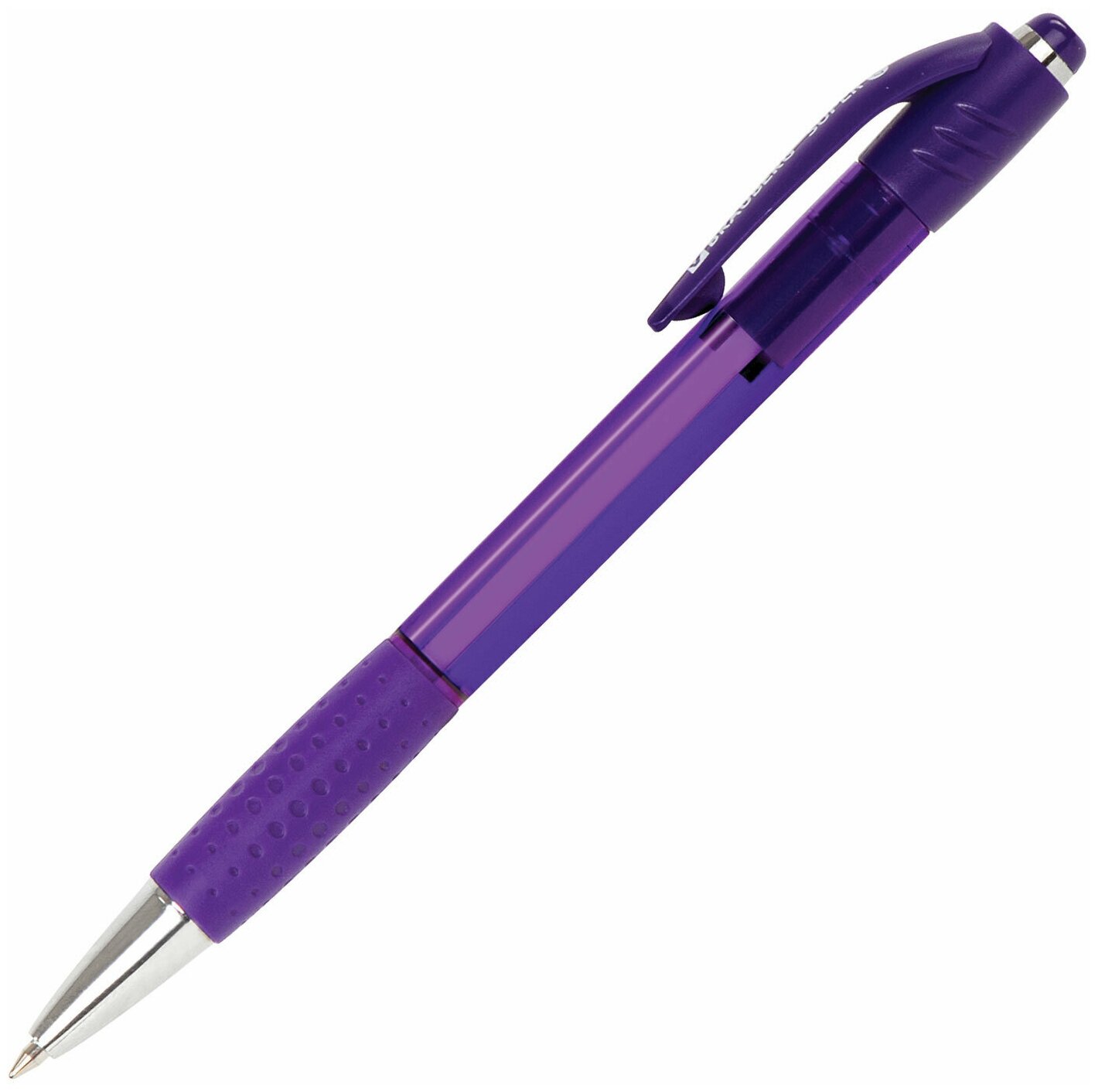 Комплект 12 шт. Ручка шариковая автоматическая с грипом B-B SUPER, синяя, корпус фиолетовый, узел 0,7 мм, линия письма 0,35 мм, 143373