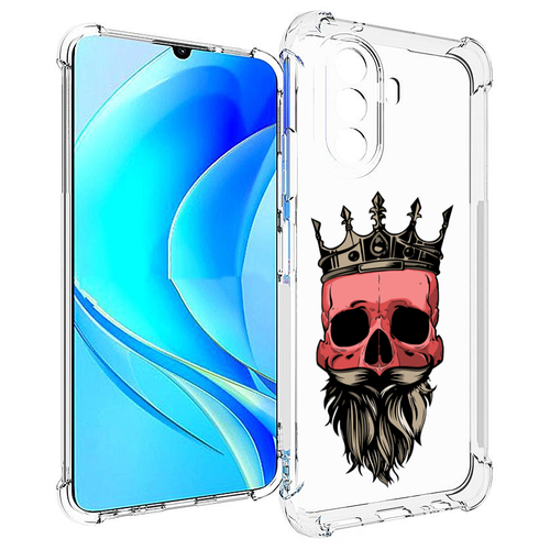 Чехол MyPads бородатый красный череп мужской для Huawei Nova Y70 / Nova Y70 Plus (MGA-LX9N) / Huawei Enjoy 50 задняя-панель-накладка-бампер чехол mypads подробный красочный человеческий череп с противогазом для huawei nova y70 nova y70 plus mga lx9n huawei enjoy 50 задняя панель накладка бампер