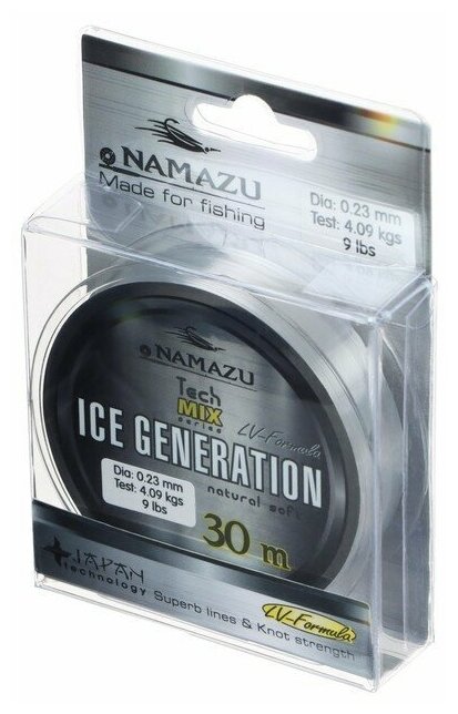 Леска Namazu Ice Generation, L-30 м, d-0.23 мм, test-4.09 кг, прозрачная 9316754