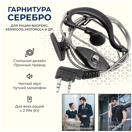 Гарнитура для раций Baofeng, Kenwood, Motorola, гарнитура скрытого ношения. гарнитура для рации kenwood cкрытого ношения с воздуховодом