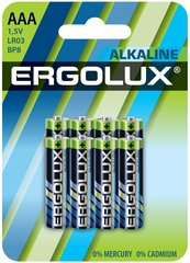 Батарейки Ergolux Alkaline BL8 LR03
