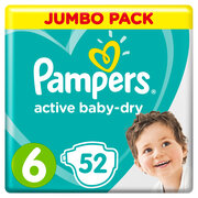 Подгузники Pampers Active Baby-Dry 6 размер, 13-18 кг, 52 шт
