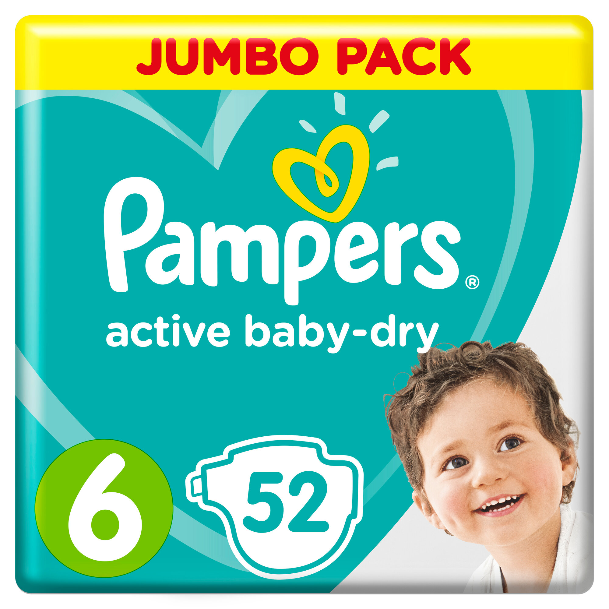 Подгузники Pampers Active Baby-Dry 13–18 кг, размер 6, 52 шт.