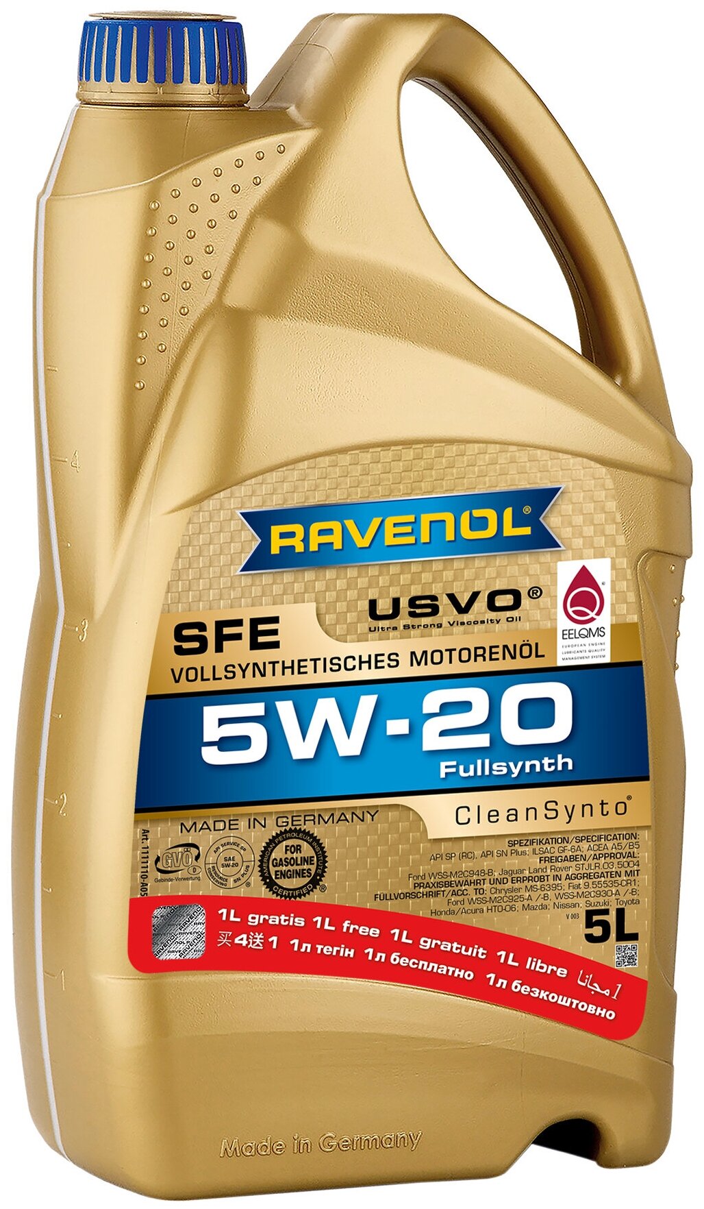 RAVENOL 4014835851627 Моторное масло RAVENOL Super Fuel Economy SFE SAE 5W-20 (4+1л) new RAVENOL 4014835851627 1шт