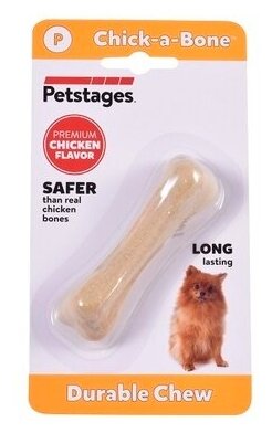 Petstages игрушка для собак Chick-A-Bone косточка с ароматом курицы 8 см очень маленькая - фотография № 7