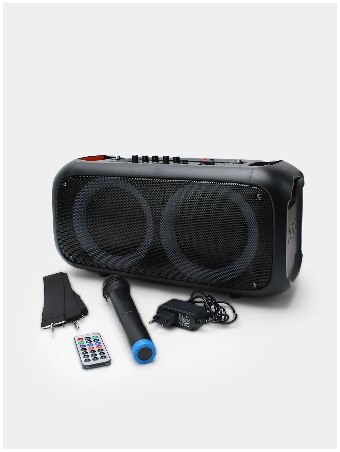 Колонка акустическая портативная бумбокс (Караоке) Portable Party Speaker CLM RX6248 /подсветка/пульт/микрофон/bluetooth/ AUX/Usb/FM/Аудио вход