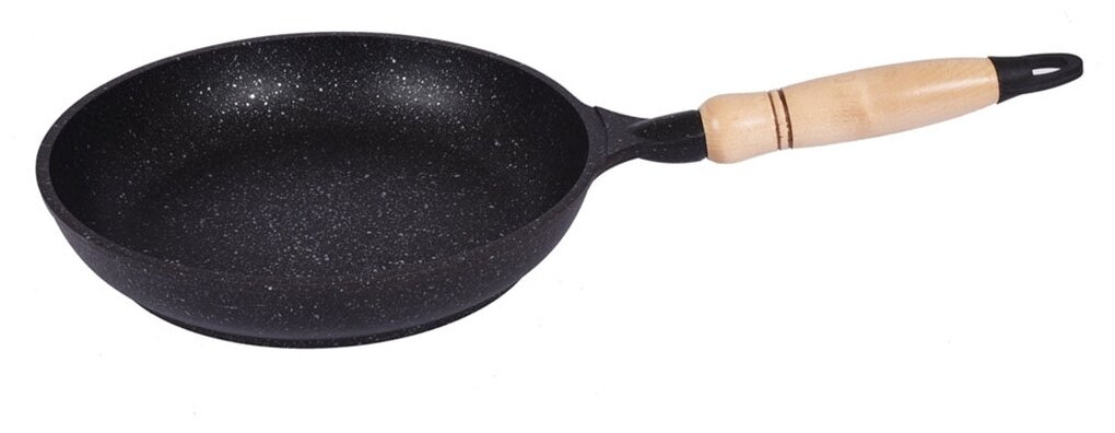 Сковорода с антипригарным покрытием с деревянной ручкой Kukmara (Темный мрамор) смт229а, 22 см