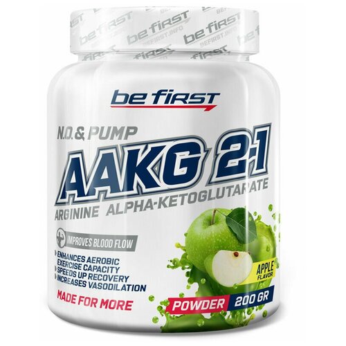 аргинин be first aakg powder 200 грамм яблоко Аминокислотный комплекс Be First AAKG 2:1 Powder, яблоко, 200 гр.