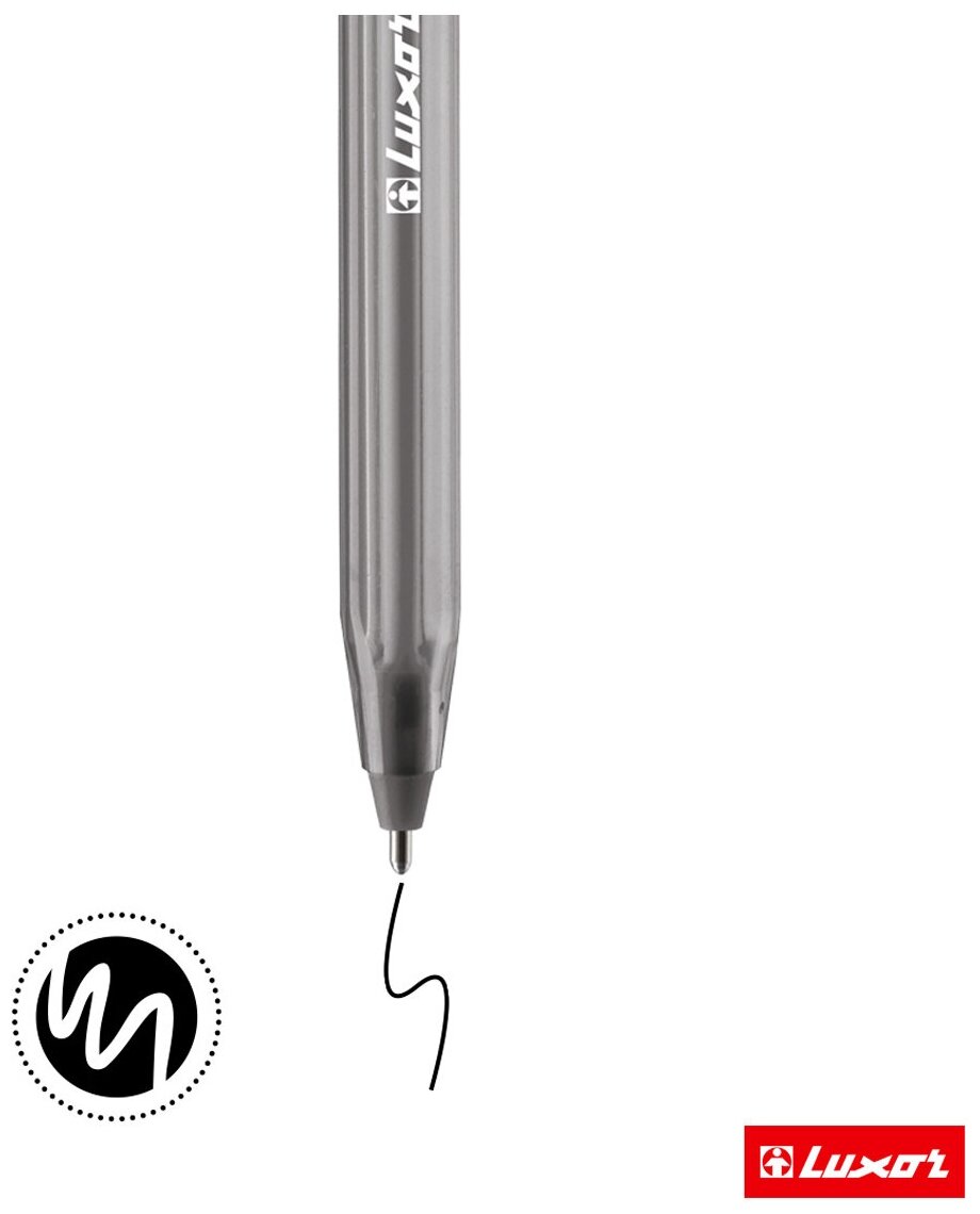 Ручка шариковая Luxor "InkGlide 100 Icy" черная, 0,7 мм, трехгранная, упаковка 12 шт.