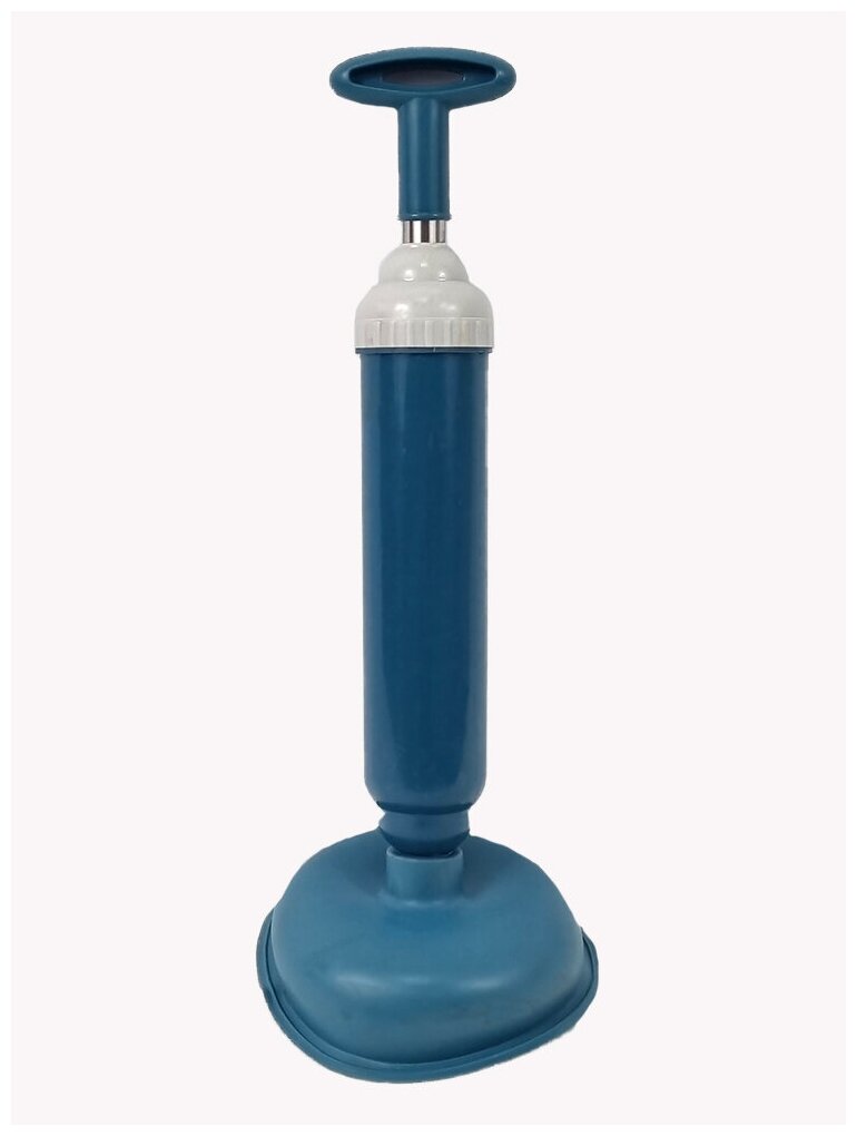 Вантуз вакуумный поршневой из резины, нержавеющей стали и пластика, Ø – 16 см, синий - фотография № 1