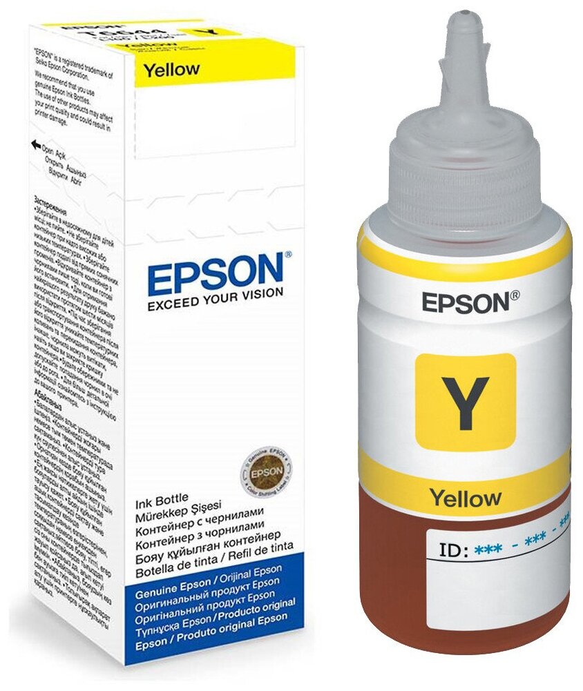Чернила Epson C13T03V44A, для Epson L4150, Epson L4160, Epson L6160, Epson L6170, Epson L6190, желтый, 6000 стр.