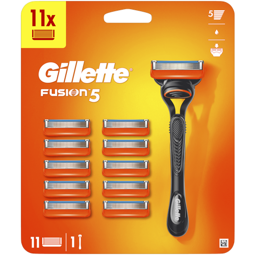 Gillette Fusion5 Мужская Бритва , 11 кассет , с 5 лезвиями, с уменьшающими трение лезвиями, с точным триммером для бороды и усов