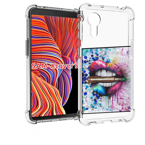 Чехол MyPads разноцветные губы с пулей для Samsung Galaxy Xcover 5 задняя-панель-накладка-бампер
