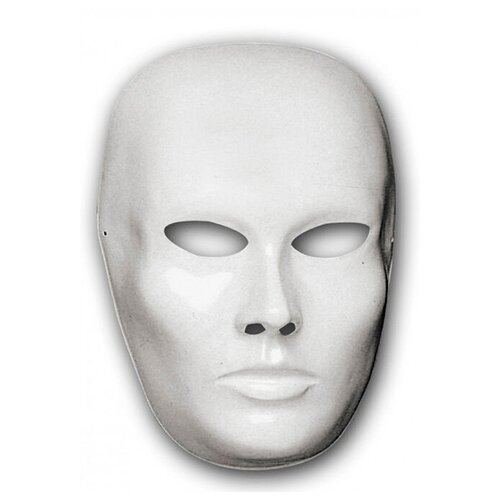 Маска "Лицо" белая из пластика, 23 см х 15,5 см (Цв: Белый )