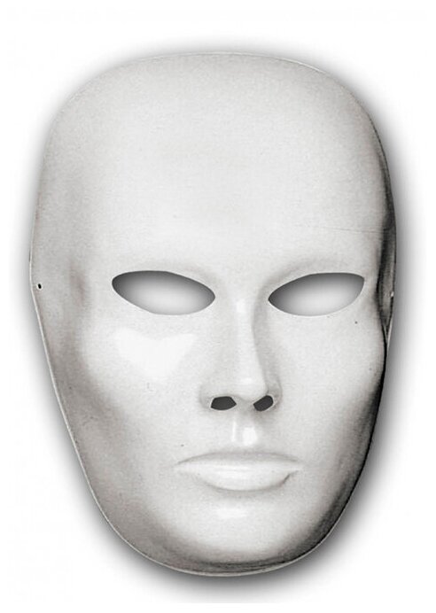 Маска "Лицо" белая из пластика, 23 см х 15,5 см (Цв: Белый )
