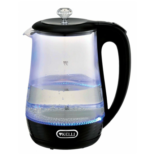 Чайник Kelli, чайник электрический бытовой для дома и офиса, индикатор уровня воды, индикация включения, отсек для хранения шнура, 1.7 л