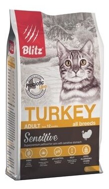Blitz Корм для кошек с индейкой BCD02-1-00400 | Sensitive Turkey Adult Cat All Breeds 0,4 кг 53595 (2 шт)