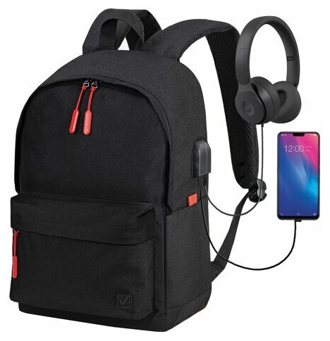 Рюкзак BRAUBERG URBAN универсальный с отделением для ноутбука, USB-порт, Energy, черный, 44х31х14см, 270805 — купить в интернет-магазине по низкой цене на Яндекс Маркете