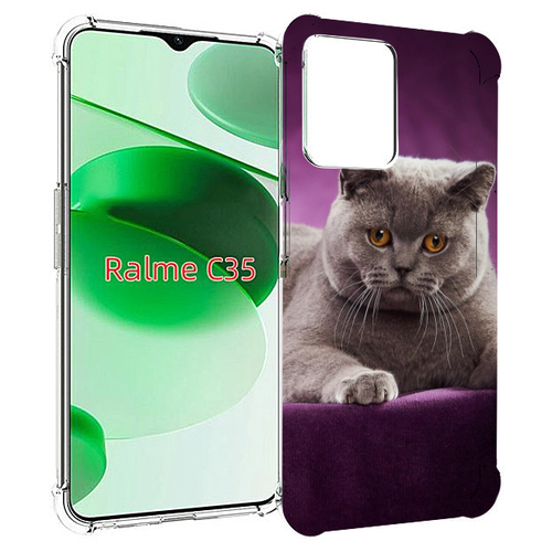 Чехол MyPads кошка британская короткая для Realme C35 / Narzo 50A Prime задняя-панель-накладка-бампер