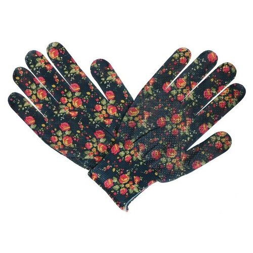 Перчатки нейлоновые, с ПВХ точками, размер 8, микс, «Цветы» перчатки нейлоновые с пвх точками размер 8 микс цветы