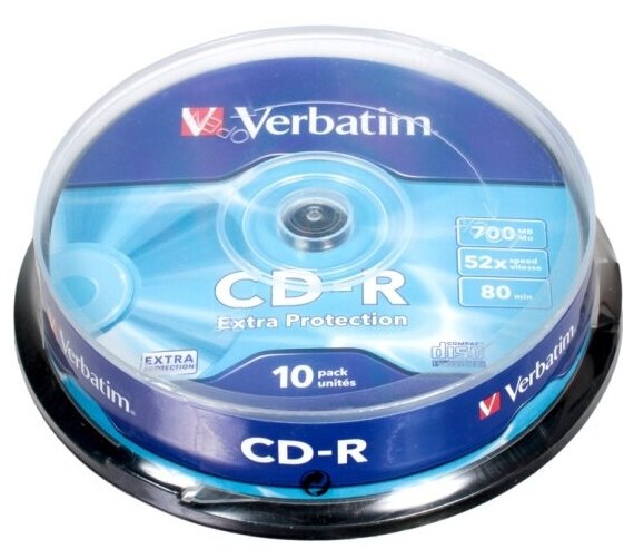 Диск VERBATIM CD-R 80 52x DL CB/10