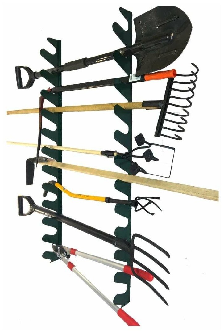 Благодатное земледелие Держатель настенный для садовых инструментов Гребенка зелёный - фотография № 1