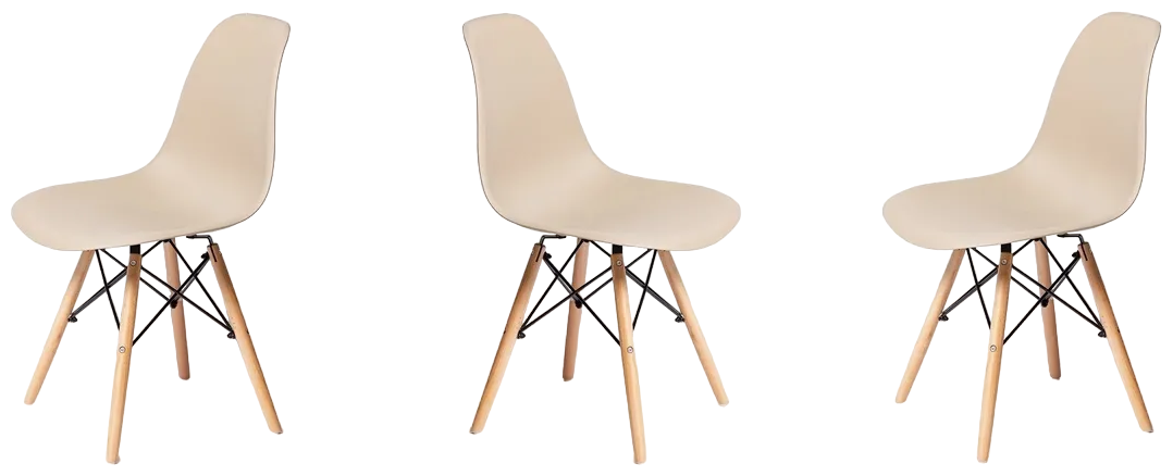 Комплект стульев для кухни из 3-х штук Eames SC - 001 бежевый, пластиковый