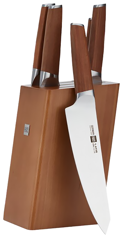 Набор ножей Шеф-нож HuoHou 6-piece German Steel Kitchen Knife Set HU0158, коричневый/серебристый