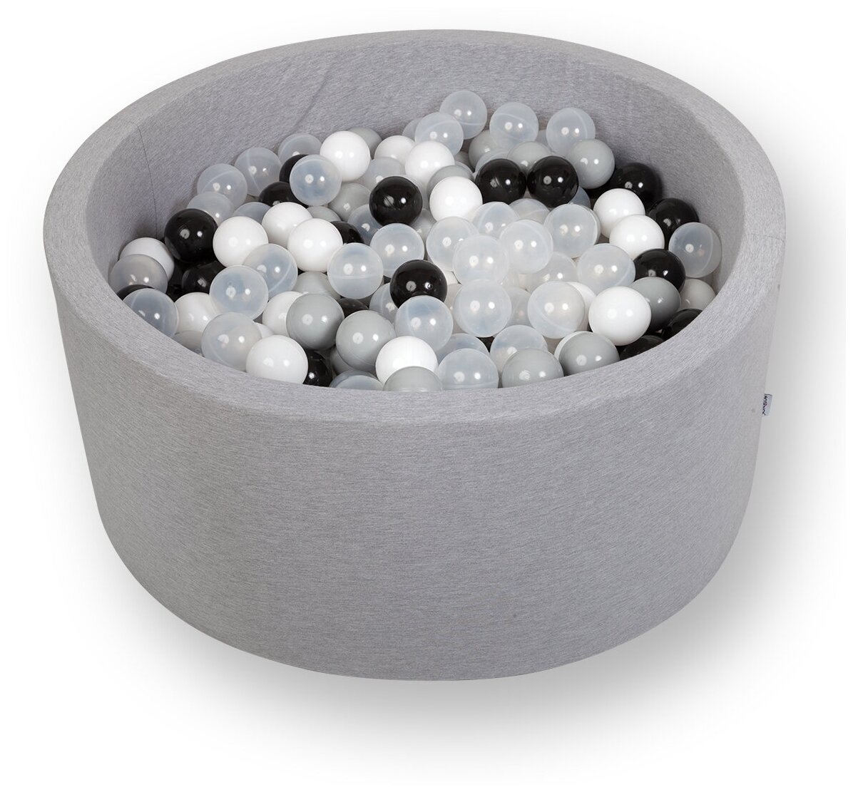 Сухой игровой бассейн “Морская пена” серый выс. 40см. с 200 шарами в комплекте: белый, черный, серый, прозрачный - фотография № 6