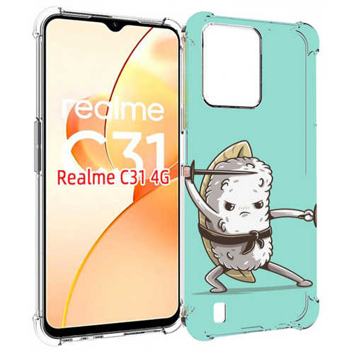 Чехол MyPads злой суши детский для OPPO Realme C31 задняя-панель-накладка-бампер