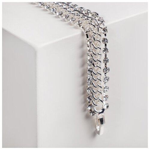 фото Браслет-цепочка queen fair, стразы, размер 18 см, белый