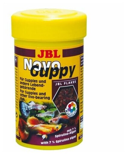 JBL NovoGuppy - Осн. корм для живородящих акв. рыб, хлопья, 250 мл (45 г) - фотография № 5