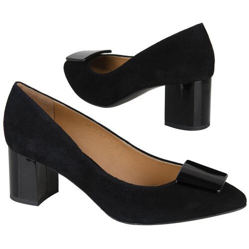 Женские замшевые туфли на толстом каблуке Anis AN-3753 czarny zam