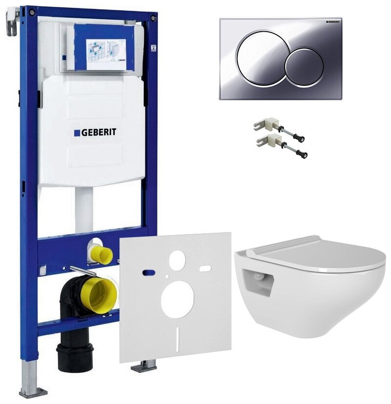 Комплект Унитаз подвесной Bien Ion безободковый, с биде + Комплект крепления для инсталляций Geberit Duofix 111.815.00.1 к стене + Шумоизоляционная п