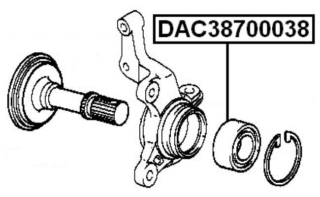 Подшипник ступичный передний Febest DAC38700038