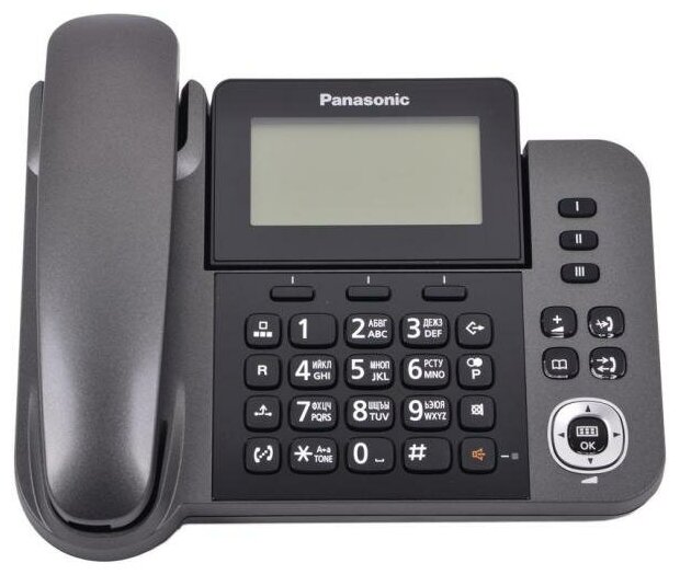 Радиотелефон PANASONIC KX-TGF310RUM + дополнительный проводной телефон память на 100 ном ЖК-диспл АОН повтор спикерфон серый