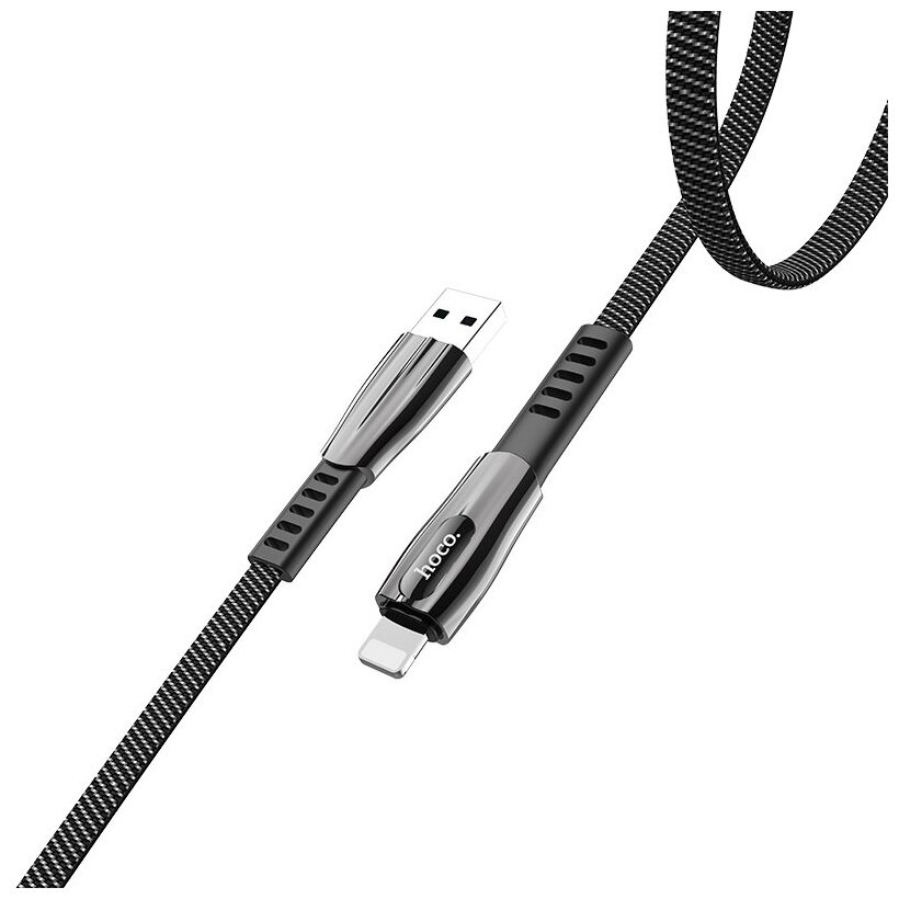 Кабель USB HOCO U70 Splendor, USB - Lightning, 2.4А, 1.2 м, темно-серый