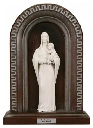 Композиция Дева Мария, цвет серебро/ белый, коричневый, 28*23 см, дерево, литьевой мрамор — фото 1